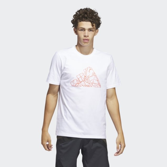 Camiseta Blanca Con Estampado De Baloncesto Pass Rock Adidas