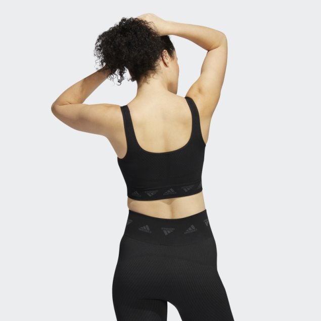 Sujetador De Sujeción Ligera Adidas Aeroknit De Moda Negro