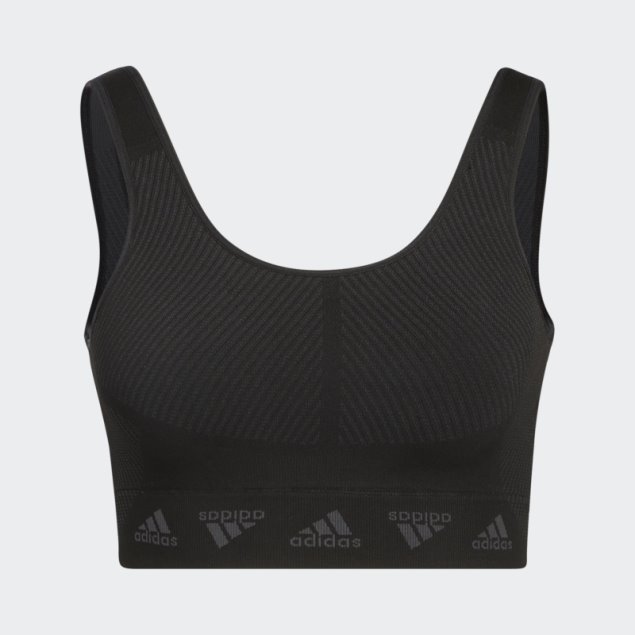 Sujetador De Sujeción Ligera Adidas Aeroknit De Moda Negro