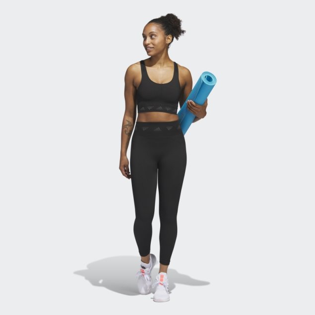 Sujetador De Sujeción Ligera Adidas Aeroknit De Moda Negro