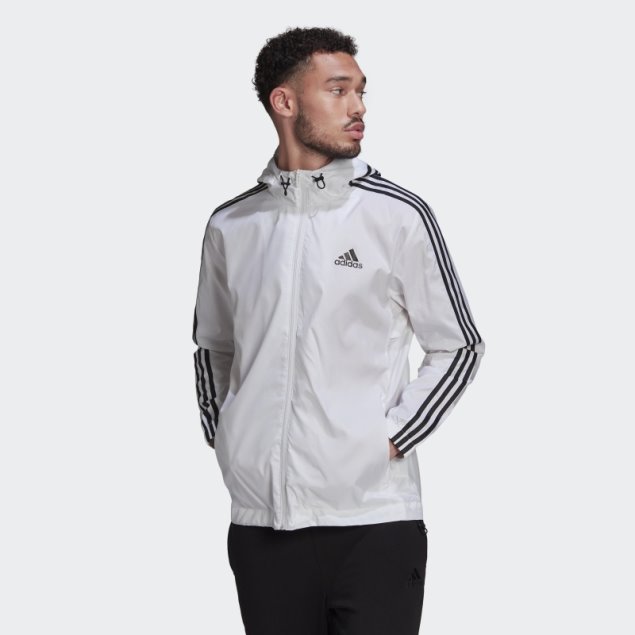 Chaqueta Cortavientos Tejida Con 3 Rayas Essentials En Blanco De Adidas