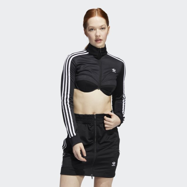 Adidas Jeremy Scott Monogram Crop Chaqueta De Chándal Negro