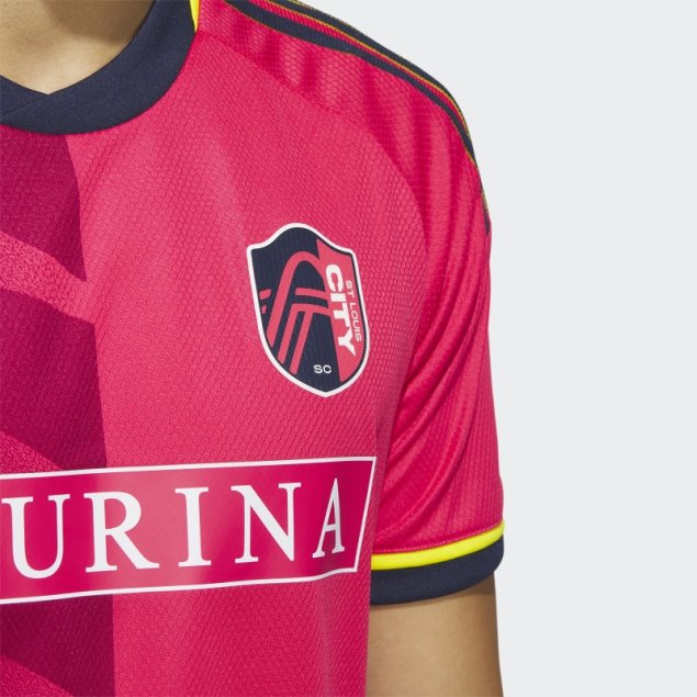 Calle. Camiseta Louis City Sc 23/24 Primera Equipación Auténtico Rosa Adidas