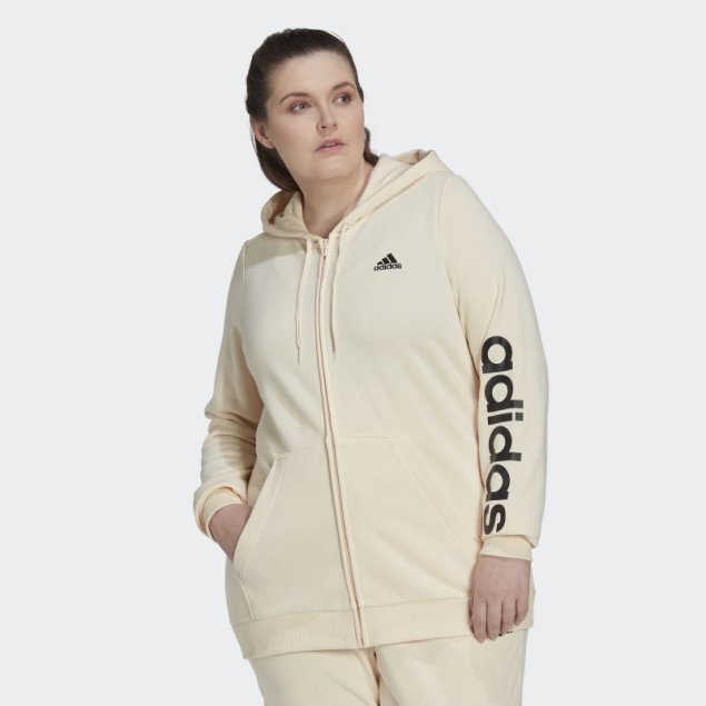 Sudadera Con Capucha Y Cremallera Completa Con Logo Adidas Essentials En Tono Crudo (talla Grande)