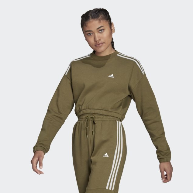 Sudadera Hyperglam Crop Crew Oliva Adidas