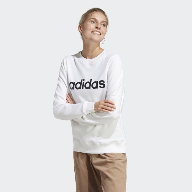 Sudadera Blanca Adidas Essentials Linear French Terry