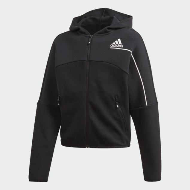 Adidas Z.n.e. Sudadera Con Capucha Suelta Con Cremallera Completa Moda Negra
