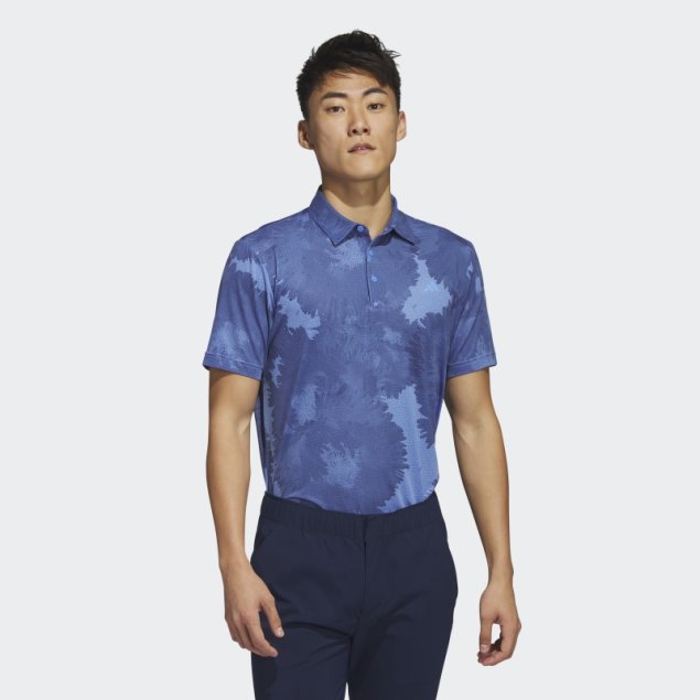 Adidas Polo De Golf De Malla De Flores Azul