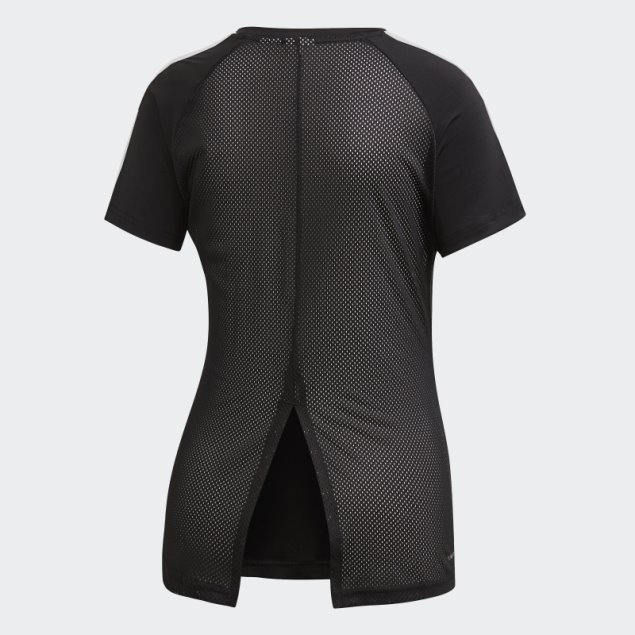 Camiseta Negra Con Diseño De 2 Movimientos De 3 Rayas Adidas