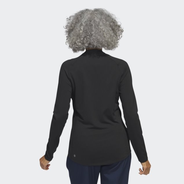 Polo De Golf De Manga Larga Con Cremallera De Un Cuarto Negro Adidas