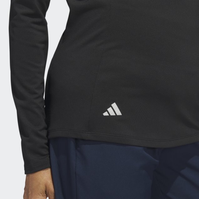 Polo De Golf De Manga Larga Con Cremallera De Un Cuarto Negro Adidas