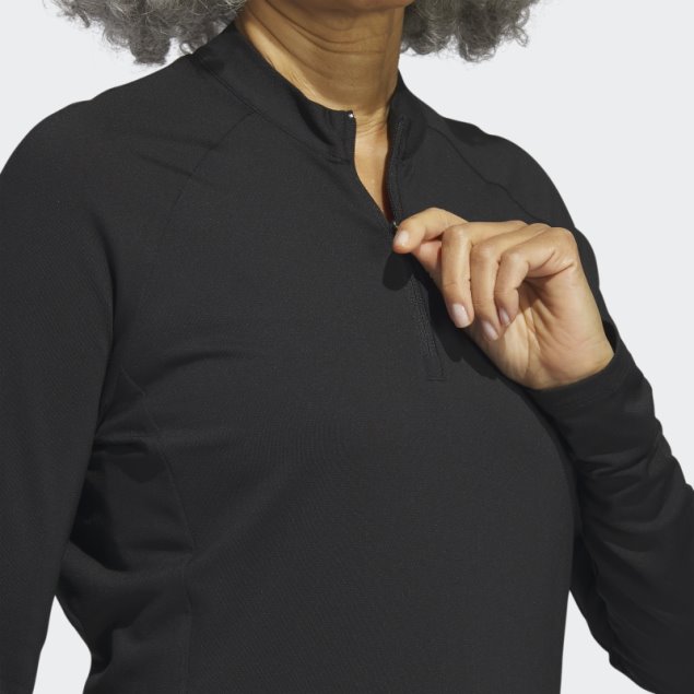 Polo De Golf De Manga Larga Con Cremallera De Un Cuarto Negro Adidas