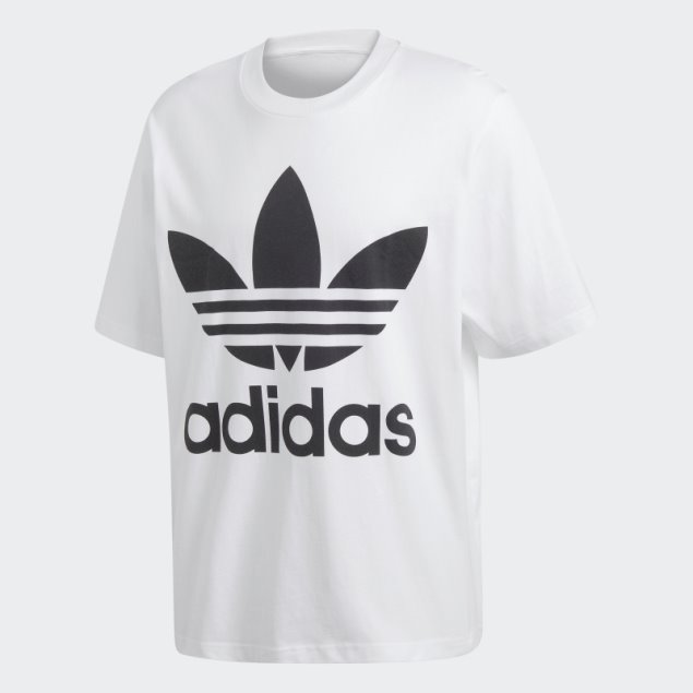 Camiseta Blanca Oversize Con Trébol De Adidas
