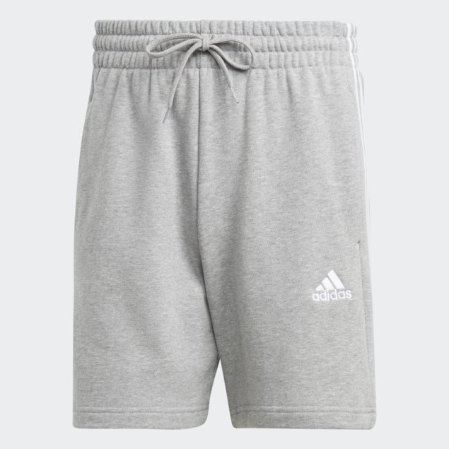 Pantalón Corto Essentials French Terry 3 Bandas Gris Medio Adidas