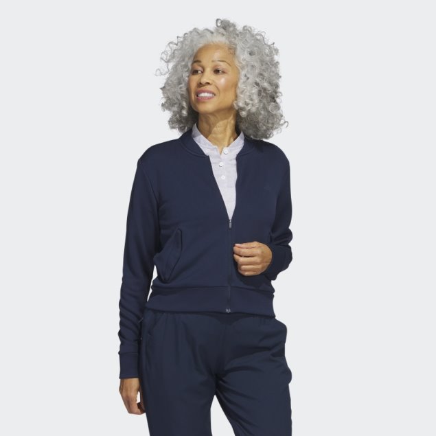 Adidas Chaqueta Bomber De Golf De Punto Azul Marino