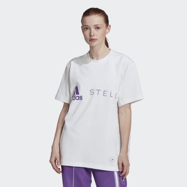 Adidas By Stella Mccartney Logo Camiseta Blanca Caliente