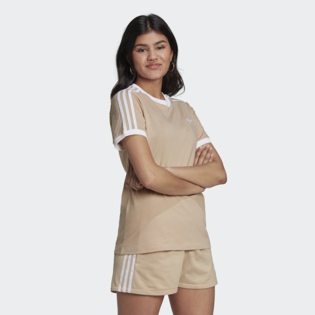 Camiseta Adicolor Classics 3 Rayas Adidas Beige