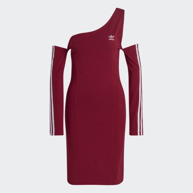 Vestido De Manga Larga Con Corte De Trébol Adicolor De Adidas Burdeos