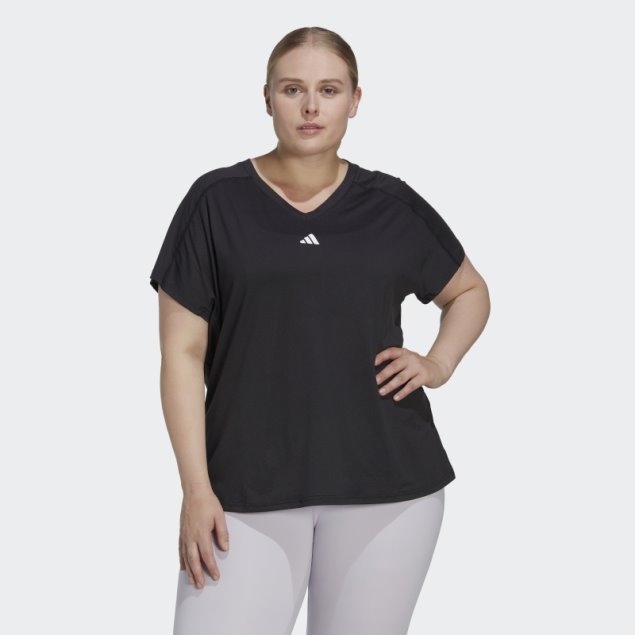 Aeroready Train Essentials Minimal Branding Camiseta Con Cuello En V (talla Grande) Adidas Negro