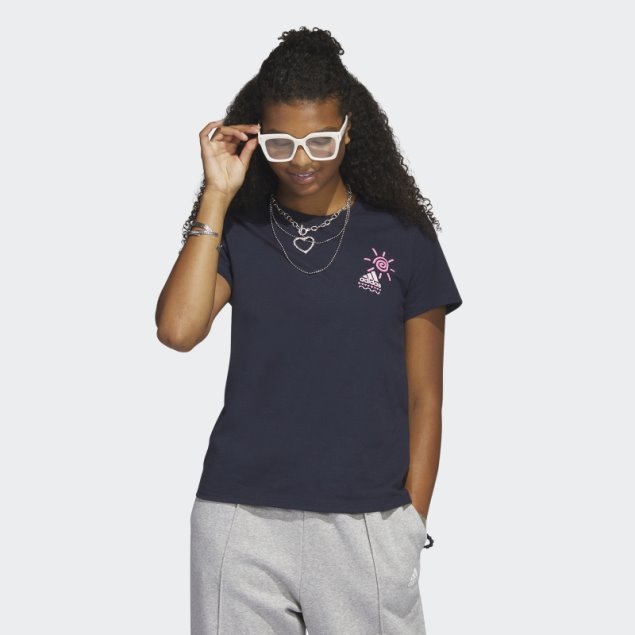 Playera Con Gráfico De Tenis Adidas De Tinta