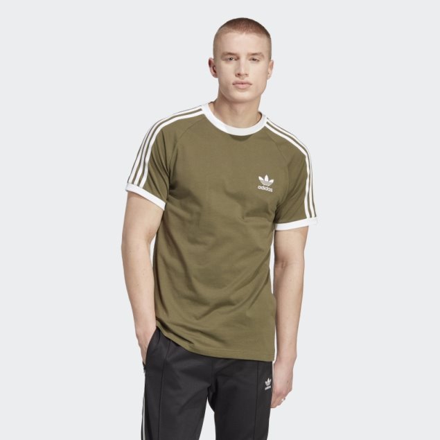Camiseta Adidas Adicolor Classics 3 Rayas Verde Oliva