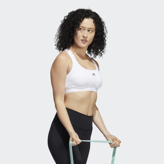 Sujetador Deportivo De Sujeción Media Powerreact Adidas Blanco