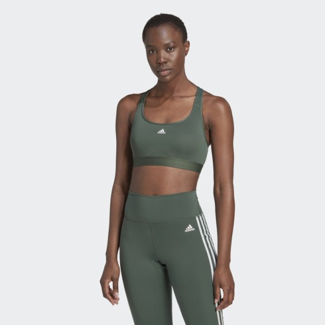 Sujetador De Entrenamiento De Sujeción Media Powerreact Verde óxido Adidas