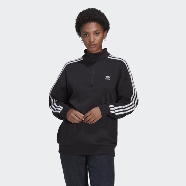 Sudadera Negra Adidas Adicolor Trefoil Con Cremallera