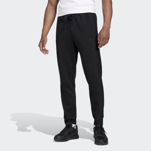 Adidas Pantalones Negros Essentials French Terry Tapered-cuff 3-stripes