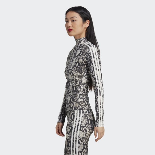 Camiseta Adidas Reg Allover Print Manga Larga Negra