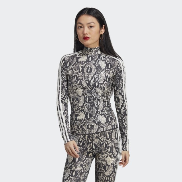 Camiseta De Manga Larga Con Estampado Reg Allover Negro Adidas