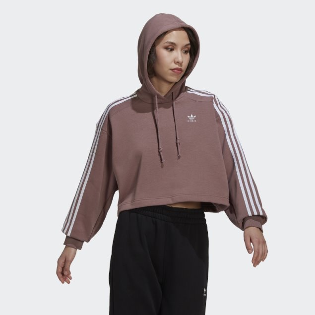 Sudadera Con Capucha Corta Adidas Adicolor Classics Morada