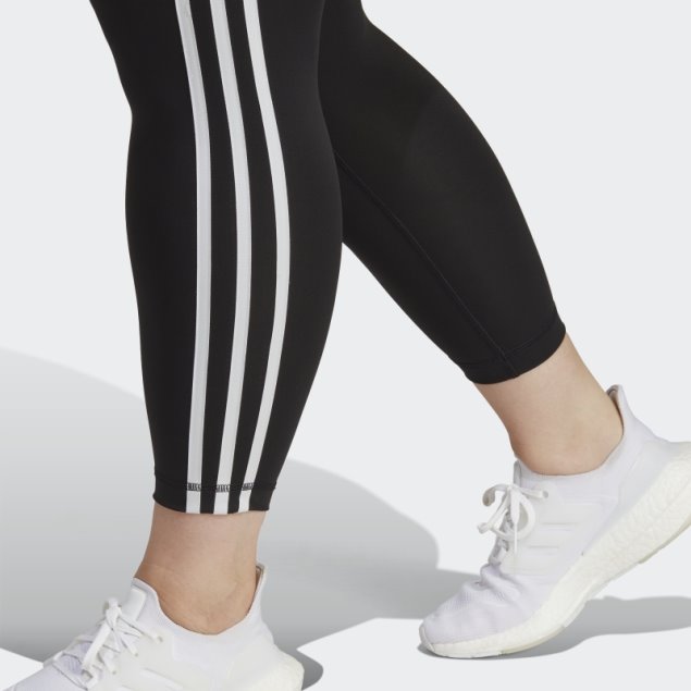 Negro Adidas Train Essentials 3 Rayas De Talle Alto 7/8 Leggings (talla Grande)