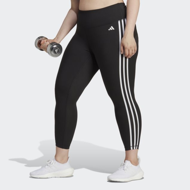 Leggings Negros De 7/8 De Talle Alto Con 3 Rayas De Adidas Train Essentials (talla Grande)