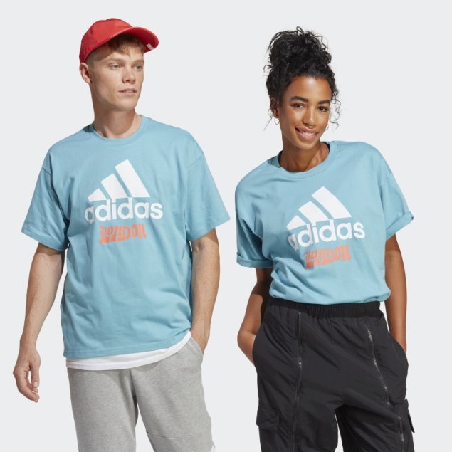 Camiseta Adidas Azul Con Gráfico