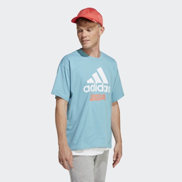 Camiseta Adidas Azul Con Gráfico