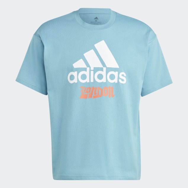 Camiseta Adidas Azul Con Gráfico