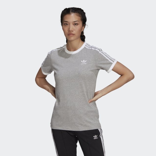 Camiseta Adidas Adidas Adicolor Classics Con 3 Rayas En Gris Medio