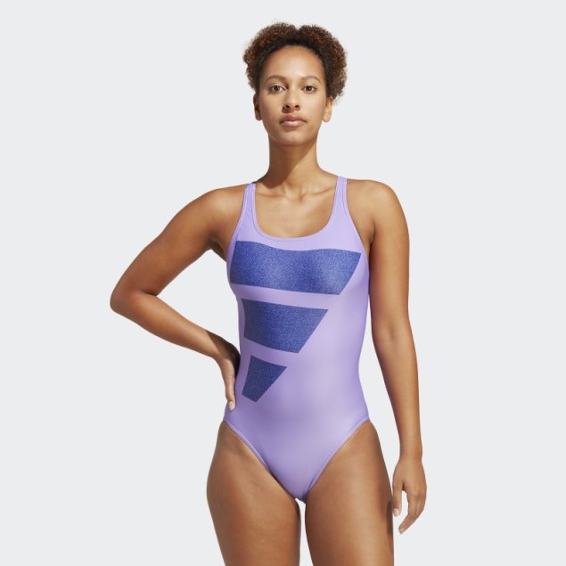 Adidas Bañador Violeta Con Gráfico De Barras Grandes