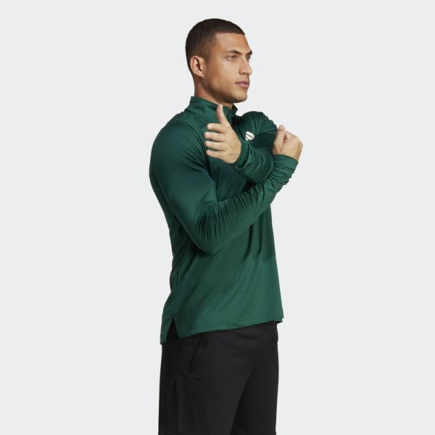 Camiseta Verde De Manga Larga Con Cremallera 1/4 Sports Club Adidas