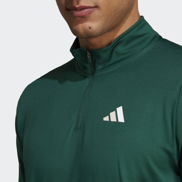 Camiseta Verde De Manga Larga Con Cremallera 1/4 Sports Club Adidas