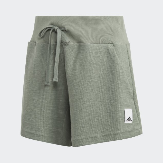 Pantalón Corto Lounge Terry Loop Plata Verde Adidas