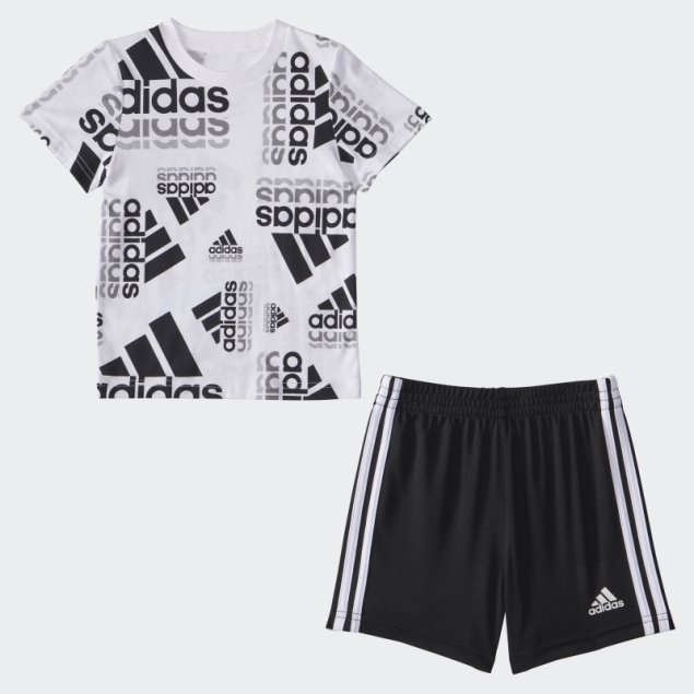 Conjunto Corto Adidas Ib Ctn Aop Tee Blanco