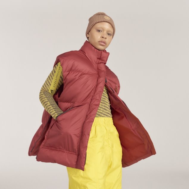 Adidas By Stella Mccartney Chaleco De Invierno Acolchado Caliente Burdeos