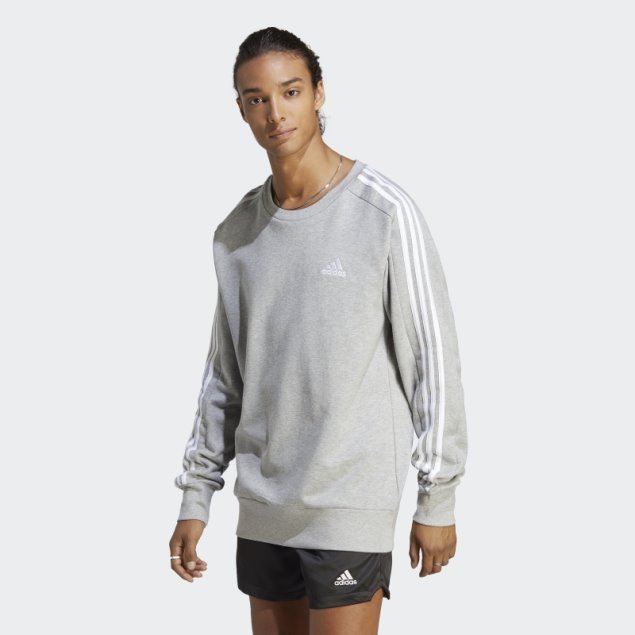 Sudadera Essentials French Terry 3 Rayas Gris Medio Adidas