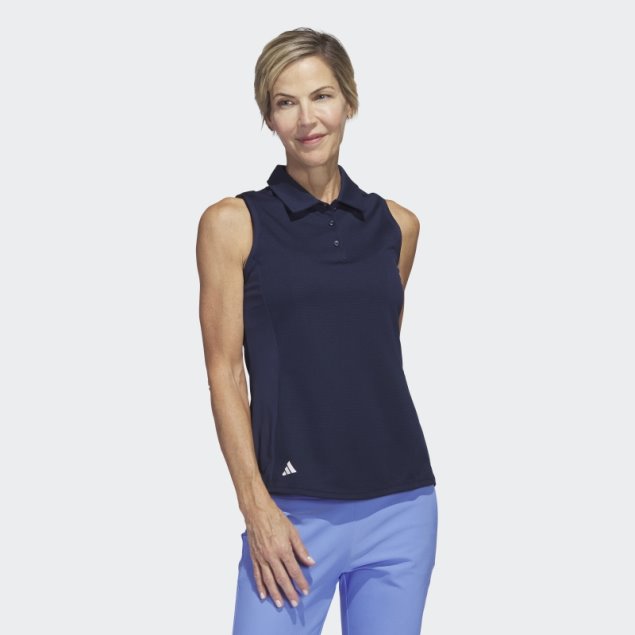 Polo De Golf Adidas Textura Sin Mangas Azul Marino