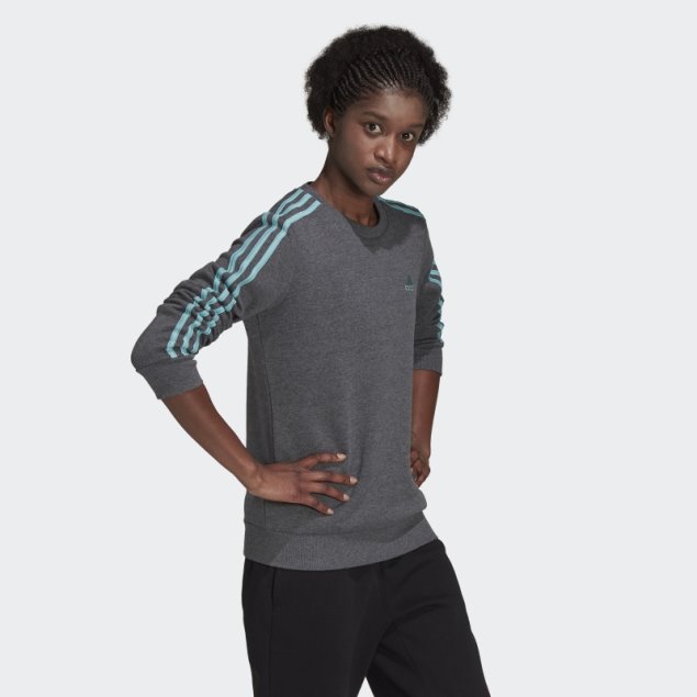 Sudadera Adidas Essentials 3 Bandas Polar Gris Oscuro Jaspeado