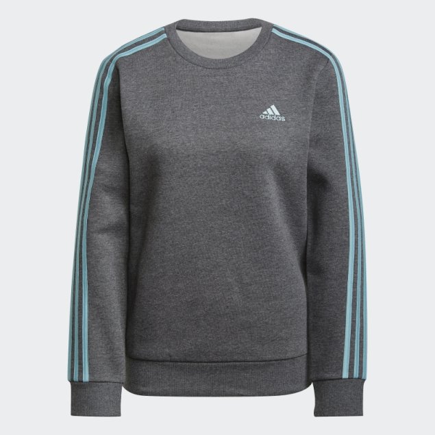 Sudadera Adidas Essentials 3 Bandas Polar Gris Oscuro Jaspeado