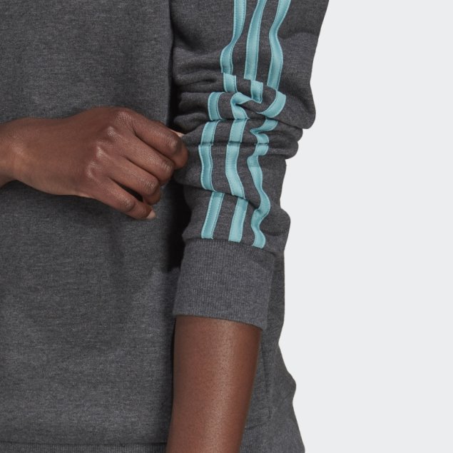 Sudadera Adidas Essentials 3 Bandas Polar Gris Oscuro Jaspeado