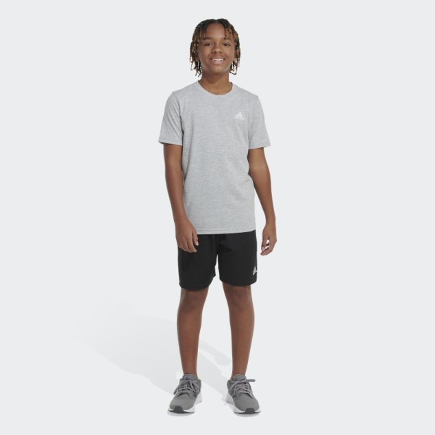 Adidas Camiseta Gris Jaspeada Con Logo Esencial Jaspeado